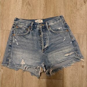 Agolde Distressed Light Blue Jean Shorts